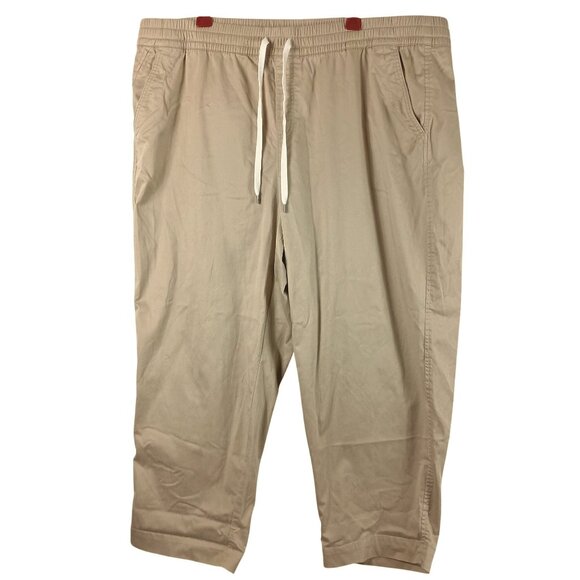 Lane Bryant Chino Pants Pull On Womens 24 44x27 Khaki Tapered Leg Athleisure - Picture 1 of 10